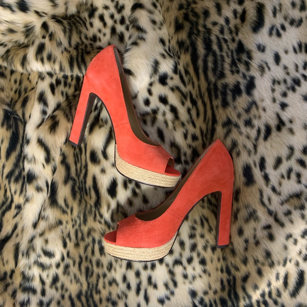 Burnt Orange Peep Toe Pumps